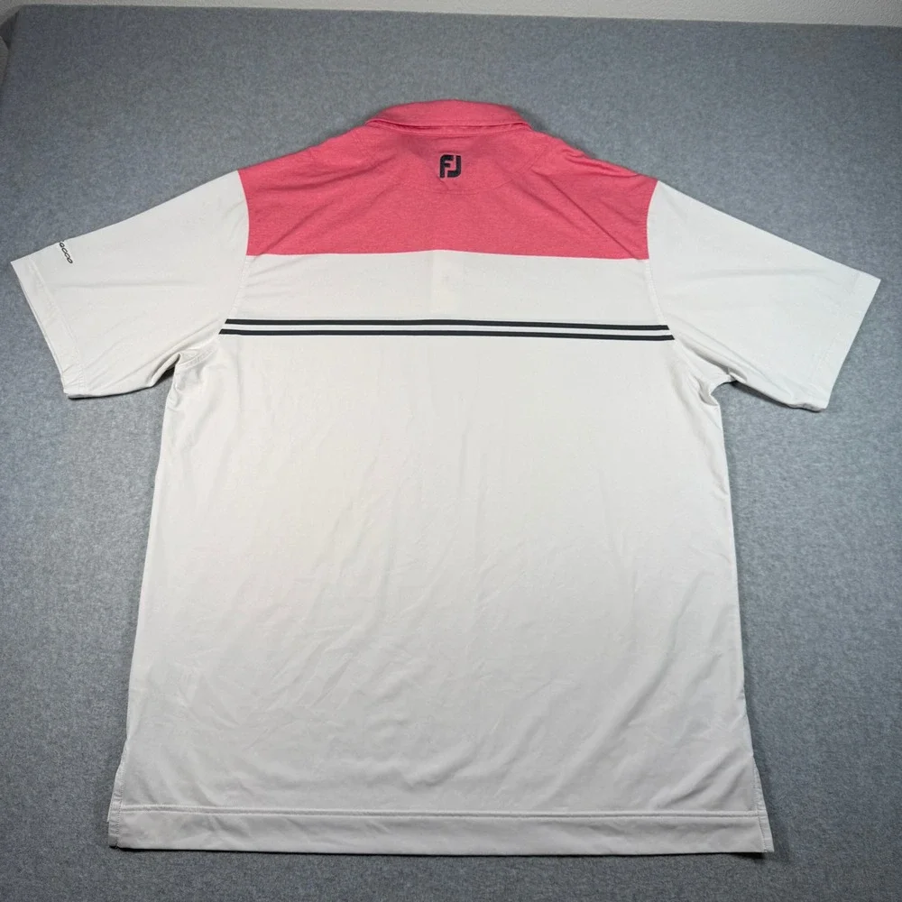 FootJoy FJ Golf Polo Men's XL Pink White Colorblock Rio Secco Performance